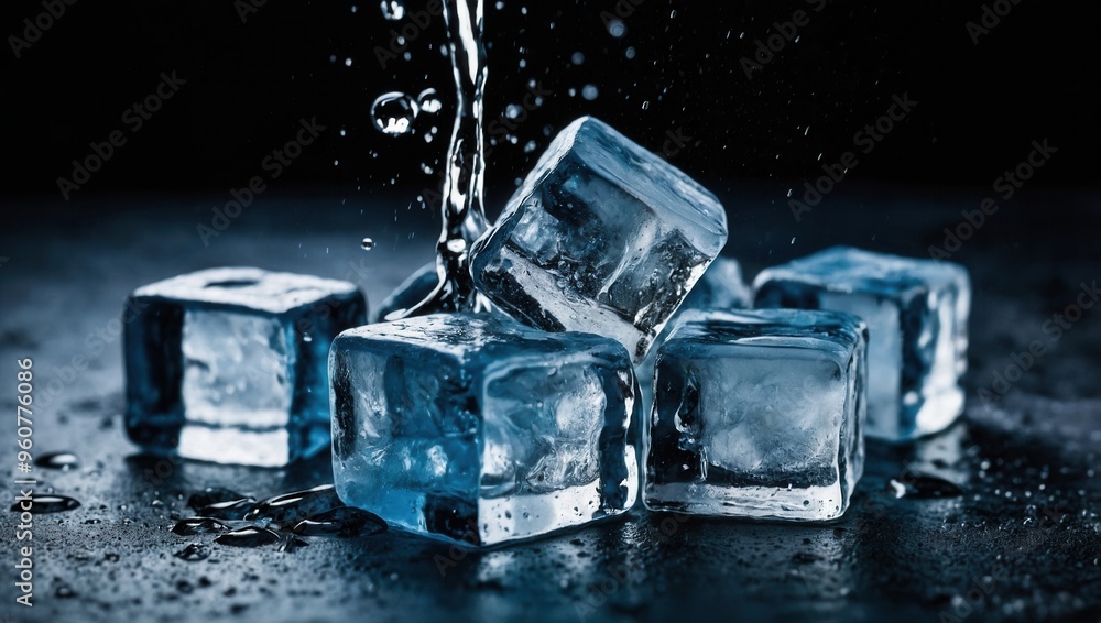A close up of a bunch of ice cubes A close up of a bunch of ice cubes