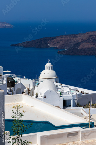 Architecture and summery scenery in Santorini, Greece, Europe