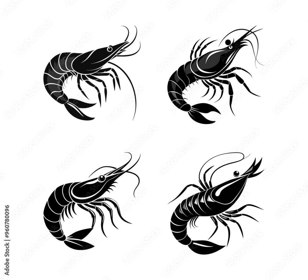 Shrimp Design silhouette vector illustration. Shrimp Design silhouette vector illustration.