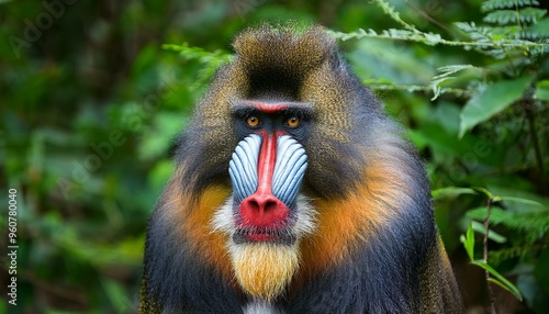 Mono mandril macho mira de frente photo