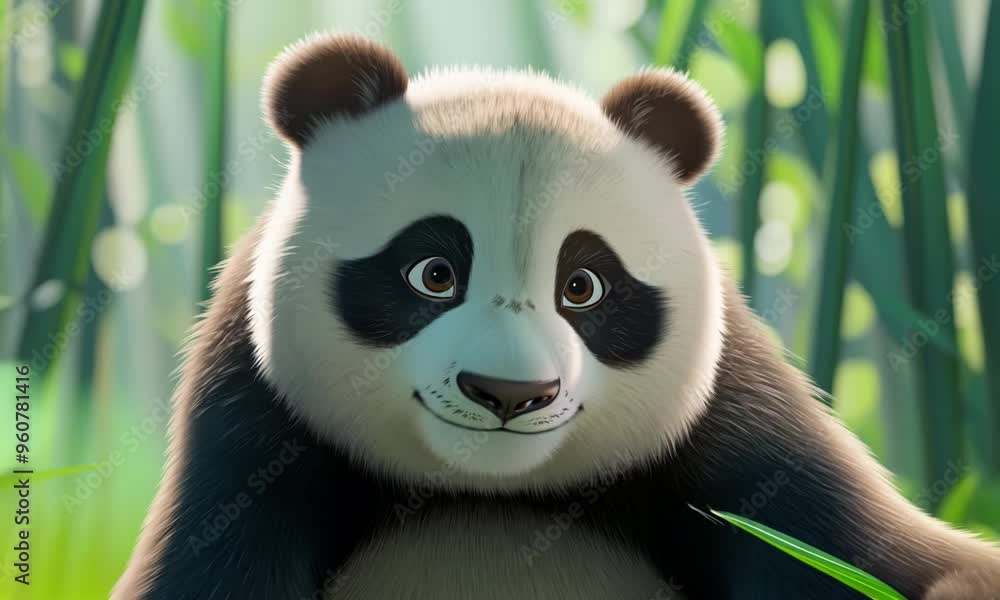 Adorable panda cub playing in a bamboo forest, Video Adorable panda cub playing in a bamboo forest, Video
