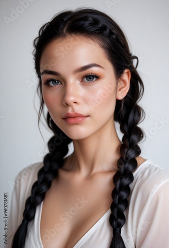 female model, woman white and black hair