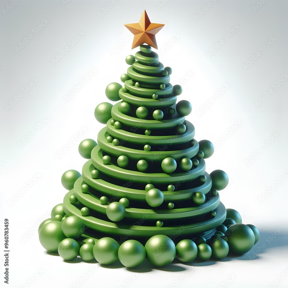 green christmas tree, modern design, isolated on a white background, 3d shapes green christmas tree, modern design, isolated on a white background, 3d shapes