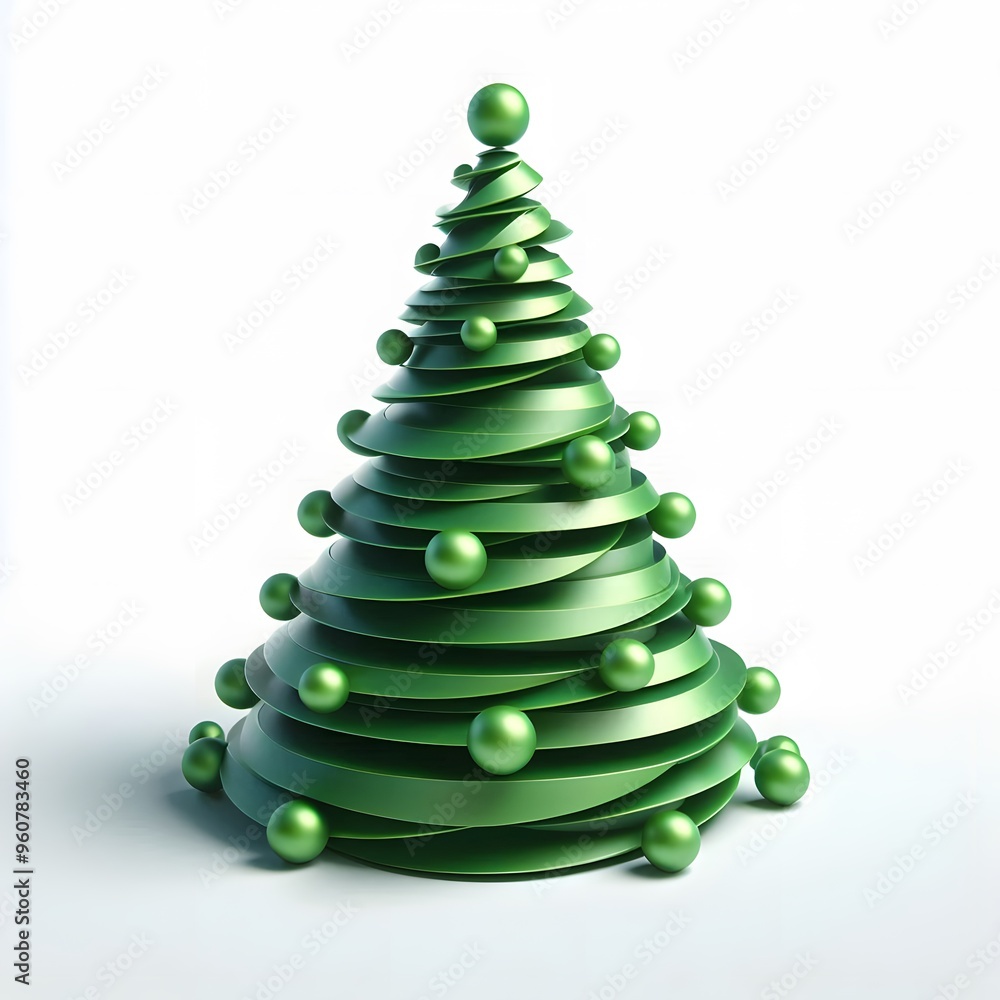 green christmas tree, modern design, isolated on a white background, 3d shapes green christmas tree, modern design, isolated on a white background, 3d shapes