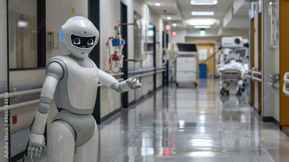 High-Tech Robot Enhancing Patient Safety in Hospital Corridors - Healthcare Services in Hospital High-Tech Robot Enhancing Patient Safety in Hospital Corridors - Healthcare Services in Hospital
