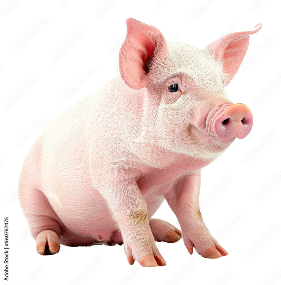 PNG Photo of sitting pig animal mammal white background. PNG Photo of sitting pig animal mammal white background.