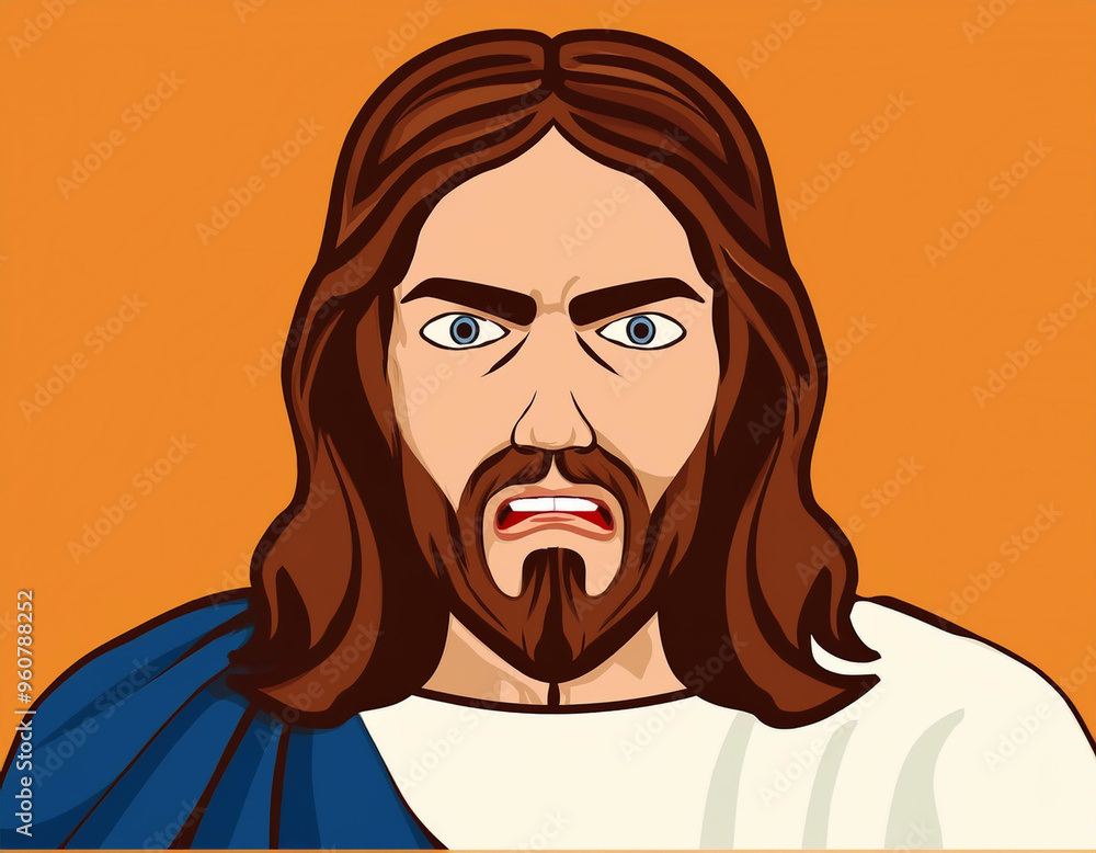 Portrait of Jesus Having Angry Expression Portrait of Jesus Having Angry Expression