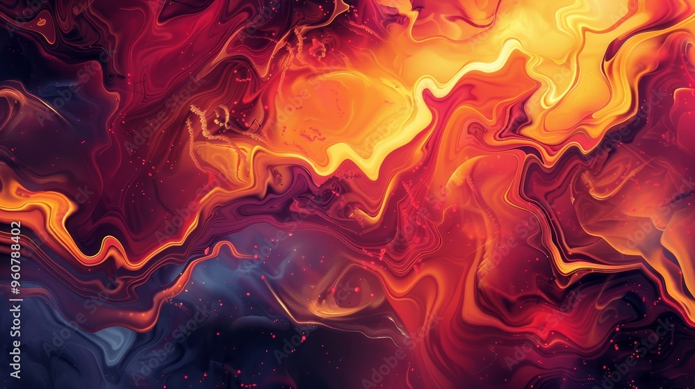 Abstract swirling colors create a striking visual effect resembling a fiery landscape at dusk in an imaginative digital art creation Abstract swirling colors create a striking visual effect resembling a fiery landscape at dusk in an imaginative digital art creation