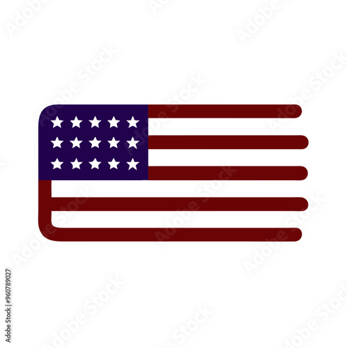 American flag icon. Crimson and navy colors
