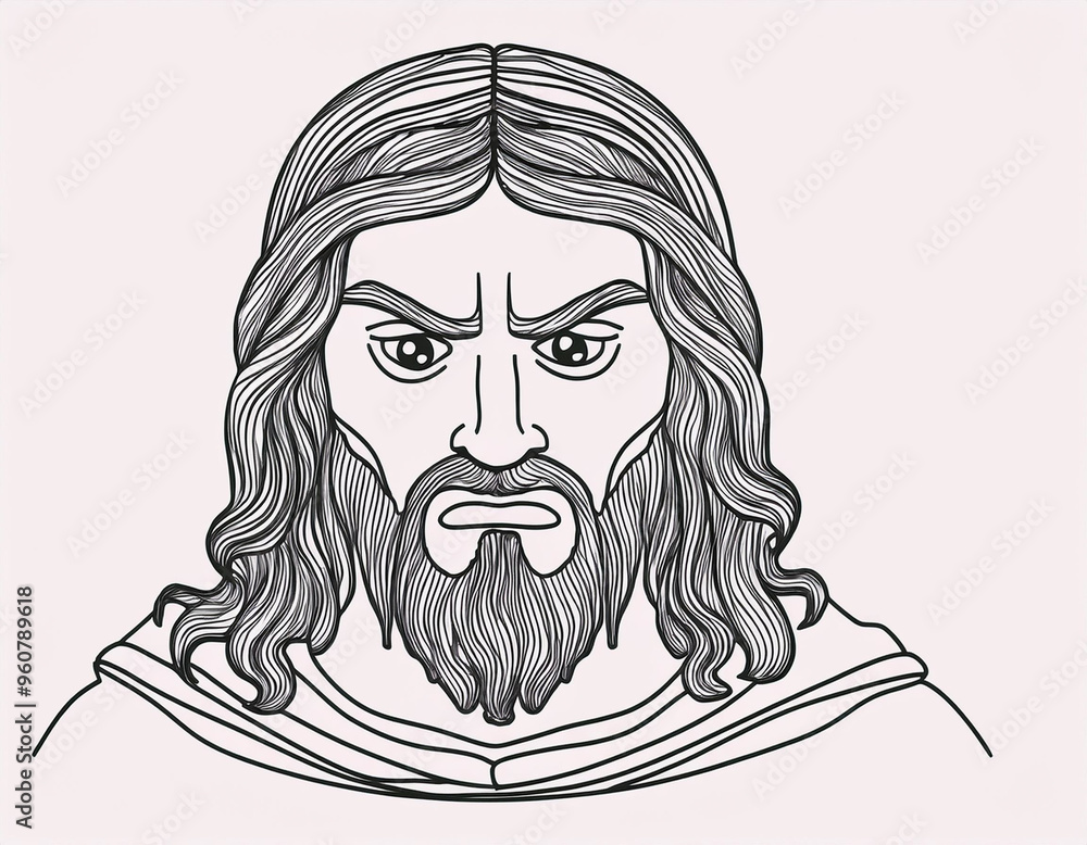Portrait of Jesus Having Angry Expression Portrait of Jesus Having Angry Expression