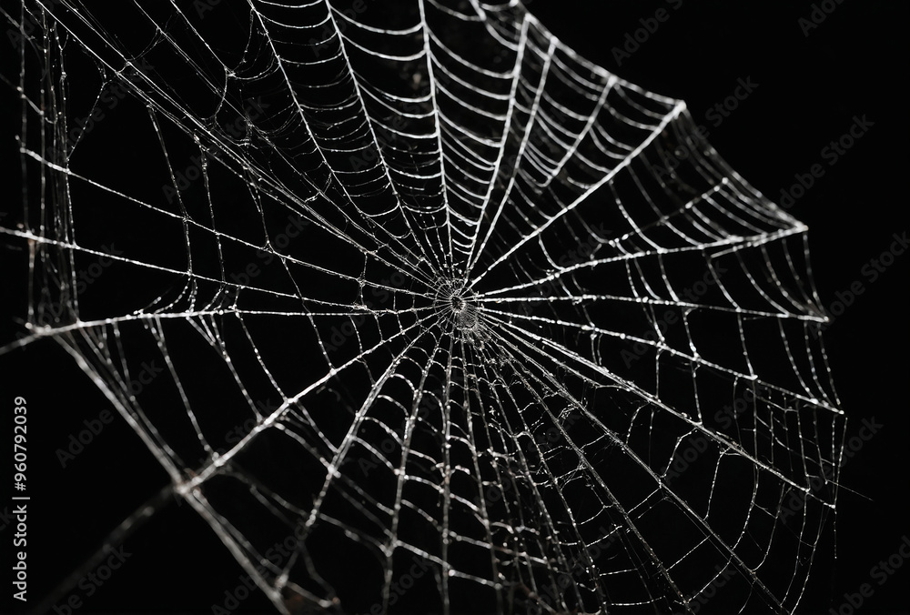 Obraz premium Stylized spiderweb in the corner of a solid black background