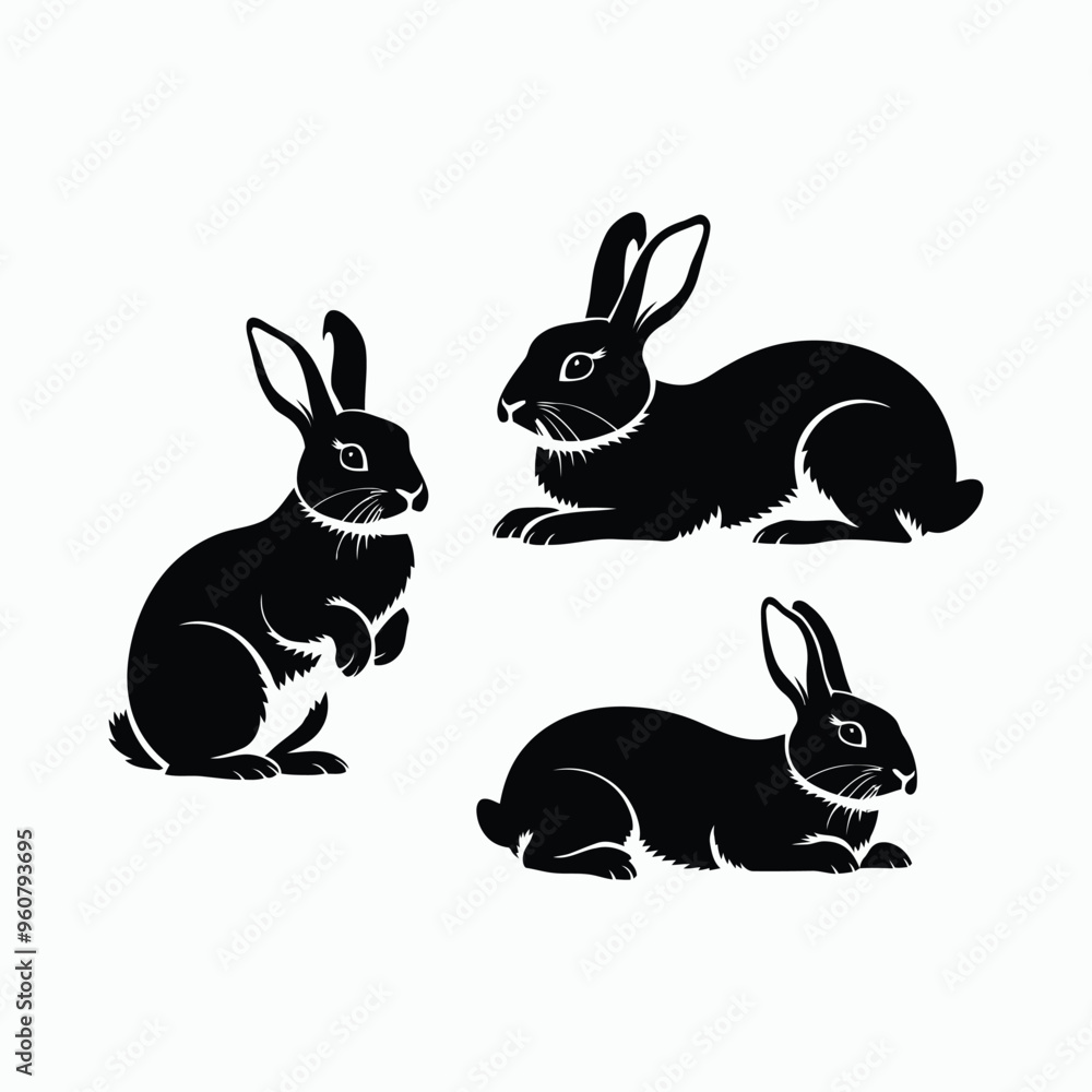 Obraz premium Rabbit Silhouette Vector Set Animals Illustration Template