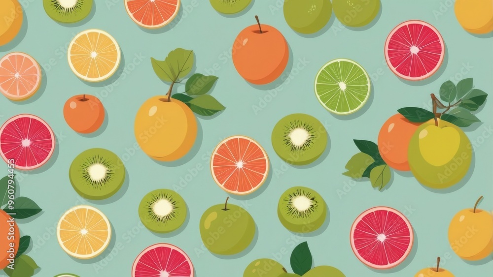 A seamless pattern of fresh fruit, perfect for a healthy and vibrant design. A seamless pattern of fresh fruit, perfect for a healthy and vibrant design.