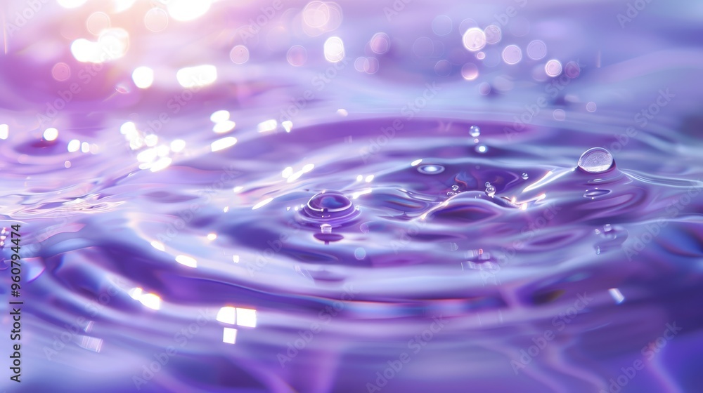 Soft lilac abstract background with macro oil drops on water surface for cosmetic product advertising with copy space. Soft lilac abstract background with macro oil drops on water surface for cosmetic product advertising with copy space.