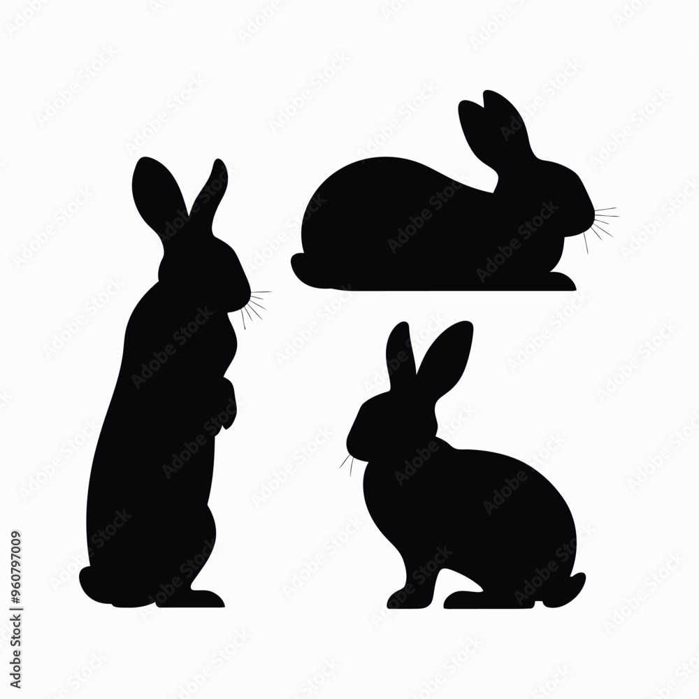 Fototapeta premium Rabbit Silhouette Vector Set Animals Illustration Template