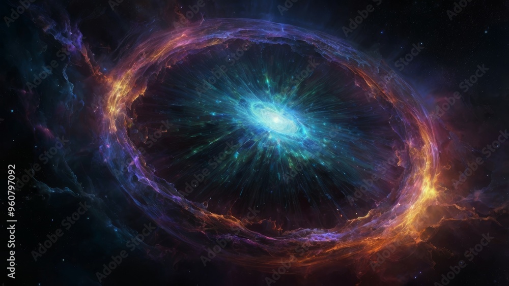 Obraz premium A celestial burst of light and color in the vast expanse of space.