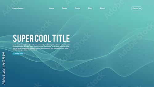 Landing page abstract design. Template for website or app. Colorful abstract minimal wave
