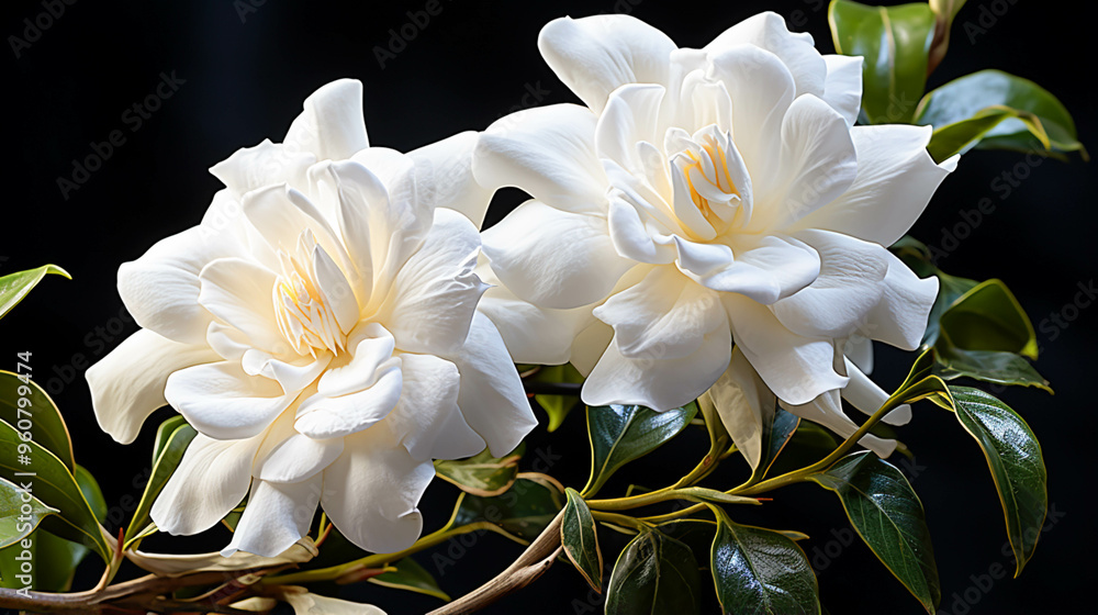 Fototapeta premium A single Gardenia Jasmin ides flower very close view