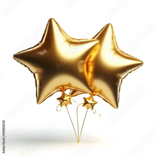 Gold start, ballon, Celebration, Decoration, Isolated on a white background