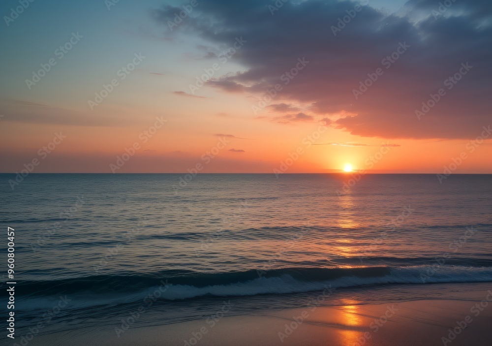 Fototapeta premium Sunset Over Calm Ocean Waves