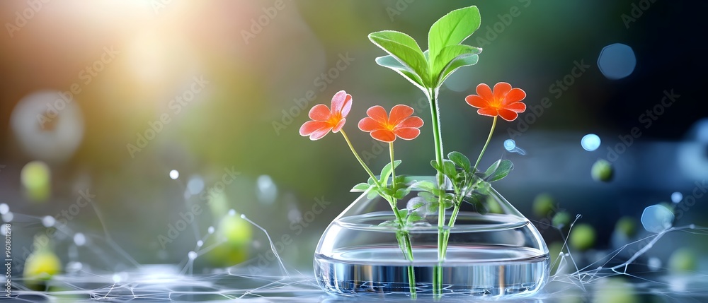 Closeup of bioengineered plant cells under a microscope, futuristic biotechnology research., Closeup of bioengineered plant cells under a microscope, futuristic biotechnology research.,