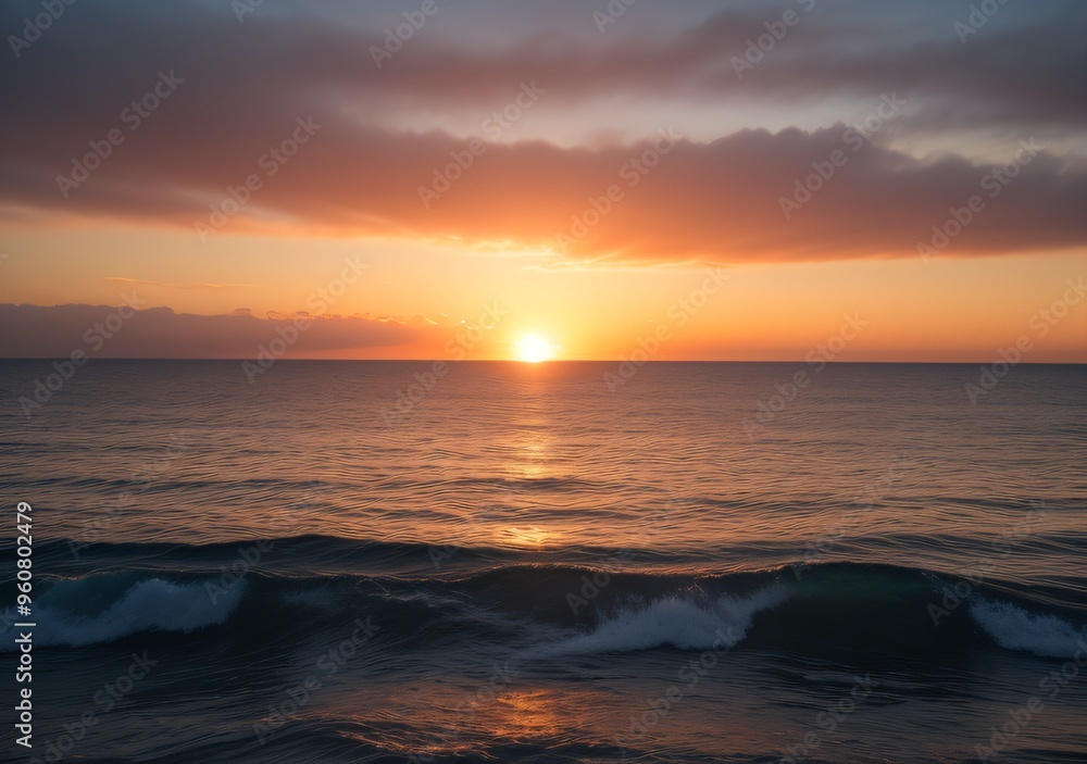 Obraz premium Sunset Over Calm Ocean Waves