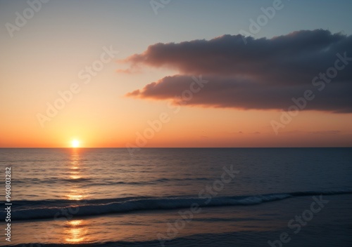 Sunset Over Calm Ocean Waves