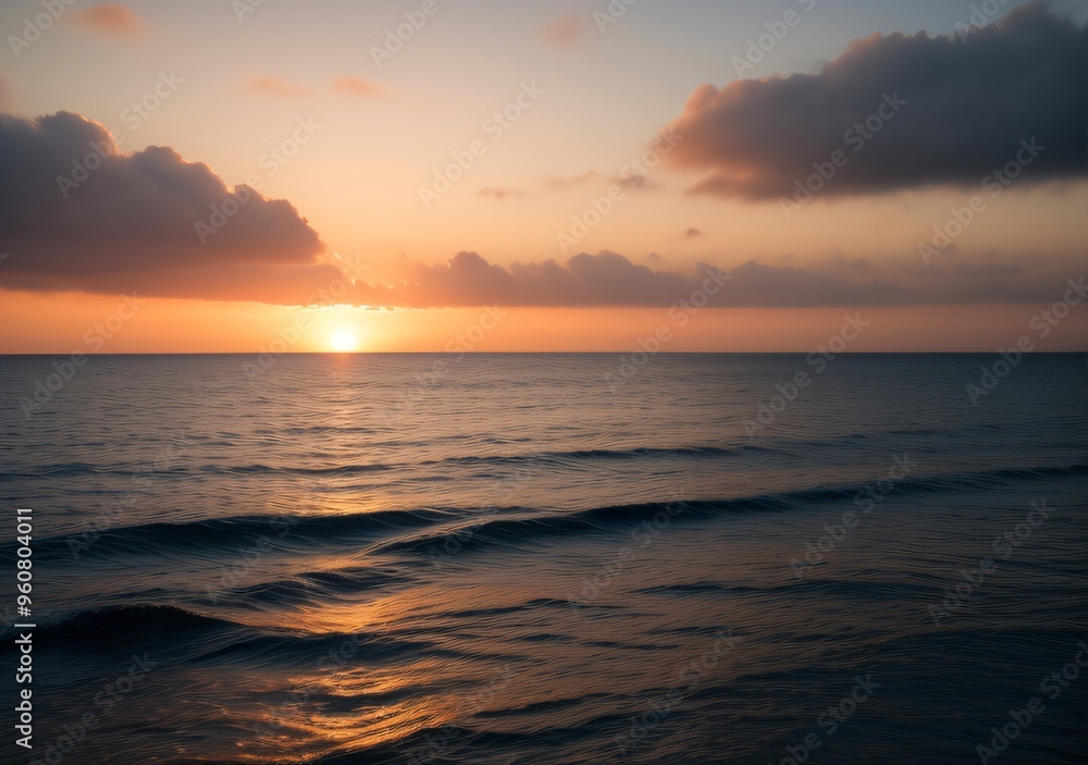 Obraz premium Sunset Over Calm Ocean Waves