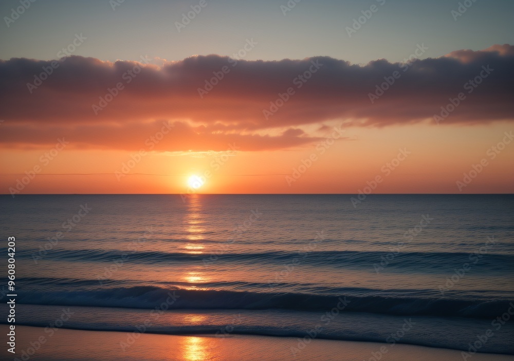 Obraz premium Sunset Over Calm Ocean Waves