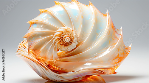 A single rapana shell Closeup view on white background photo