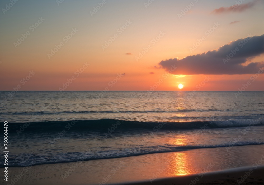 Sunset Over Calm Ocean Waves Sunset Over Calm Ocean Waves