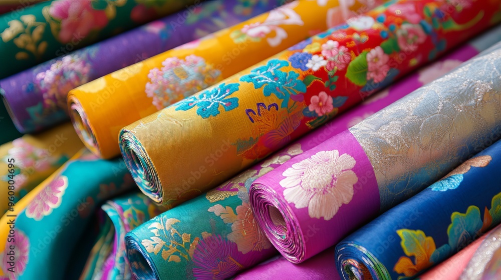 Fototapeta premium A colorful Korean fabric used to wrap gifts.
