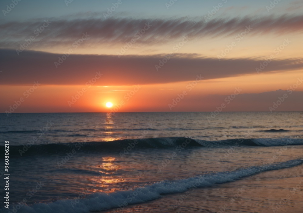 Obraz premium Sunset Over Calm Ocean Waves