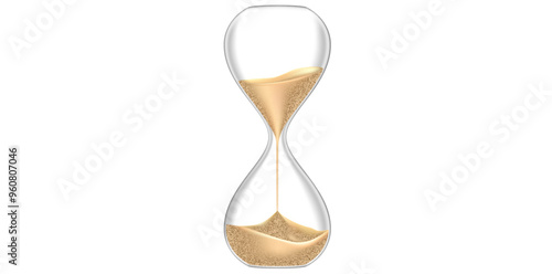 Realistic Retro Hourglass For Time Measurement, Antique Clock Vector Illustration.