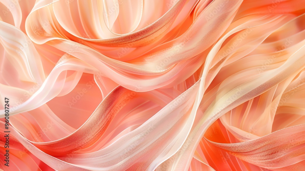 Fototapeta premium A close up of orange and white fabric, with a soft, flowing texture.