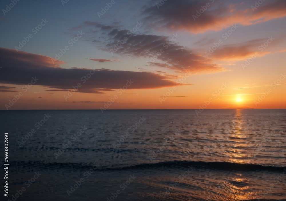 Obraz premium Sunset Over Calm Ocean Waves