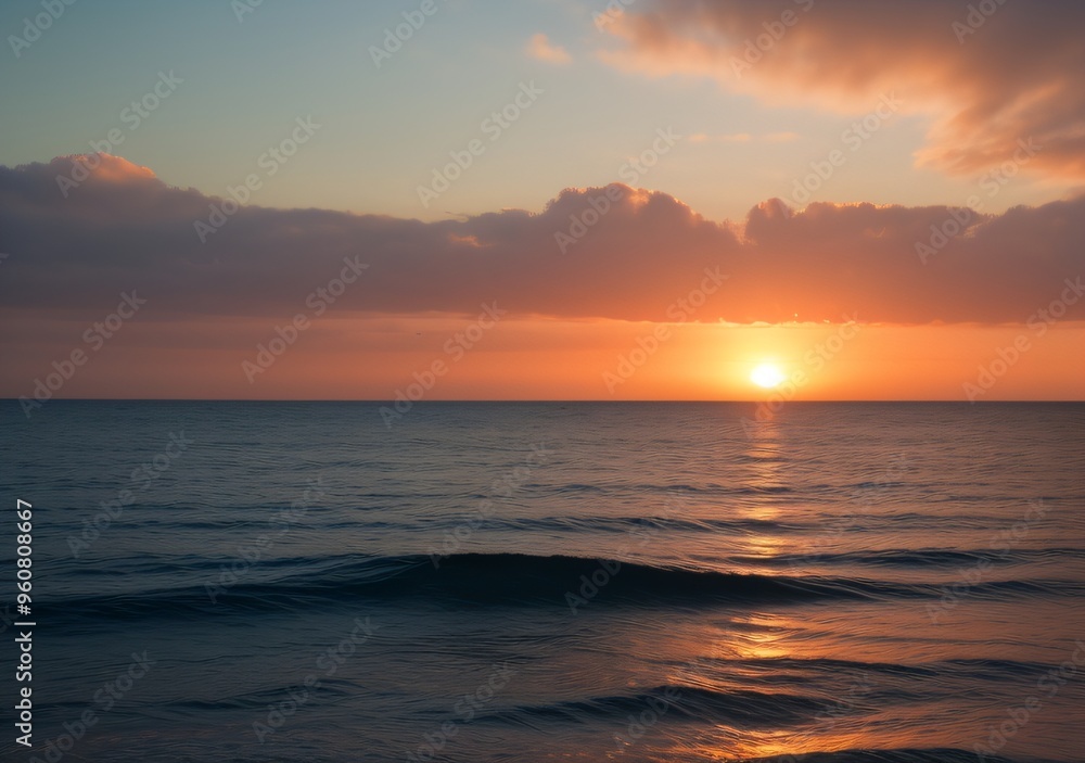 Obraz premium Sunset Over Calm Ocean Waves