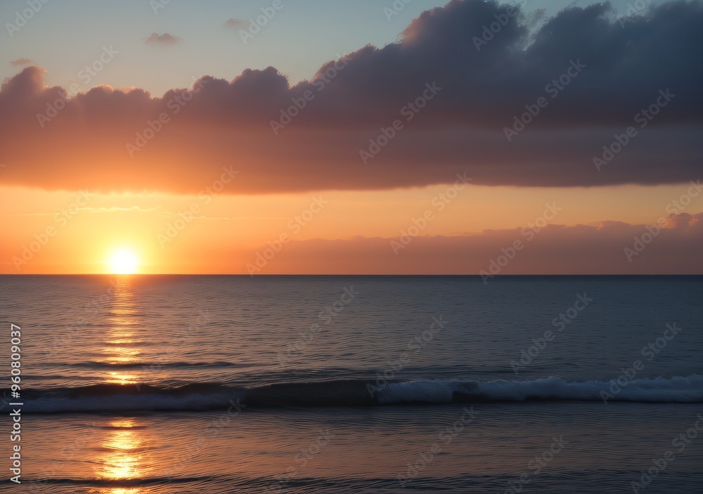Obraz premium Sunset Over Calm Ocean Waves