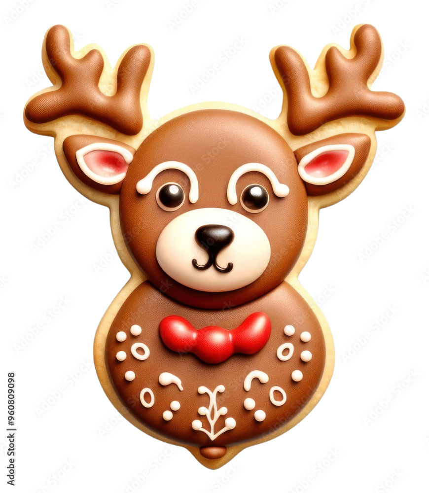 Obraz premium PNG Reindeer christmas sugar cookie gingerbread food white background.