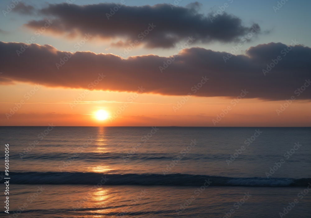 Obraz premium Sunset Over Calm Ocean Waves