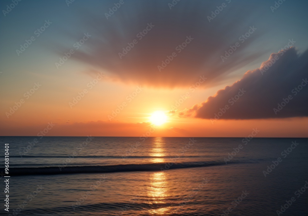 Obraz premium Sunset Over Calm Ocean Waves
