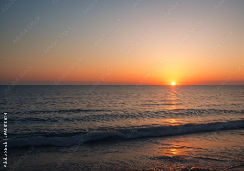 Obraz premium Sunset Over Calm Ocean Waves