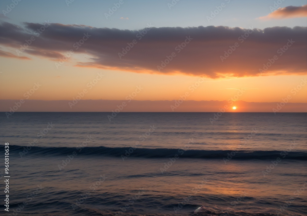 Fototapeta premium Sunset Over Calm Ocean Waves