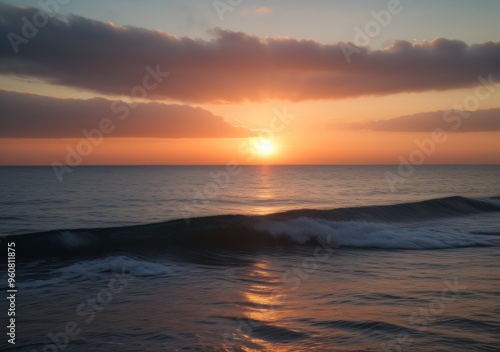 Sunset Over Calm Ocean Waves