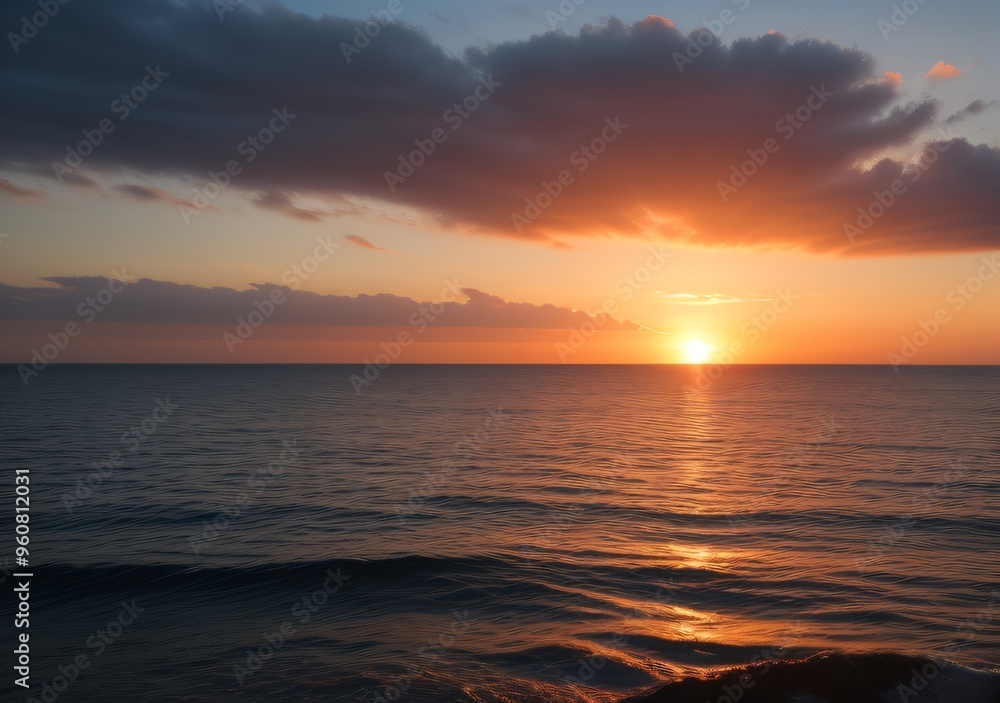Obraz premium Sunset Over Calm Ocean Waves