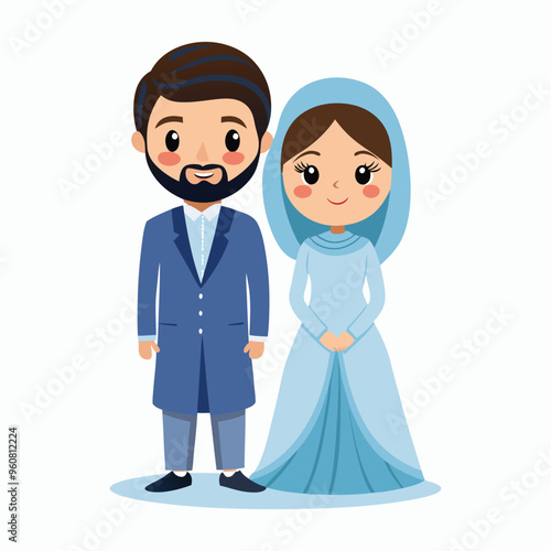  a cute pakistani couple in traditional illustration