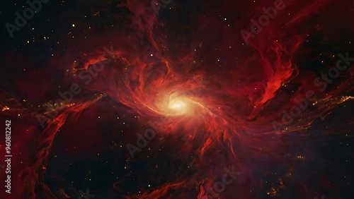 Abstract background illustration red space galaxy stars planets and clouds