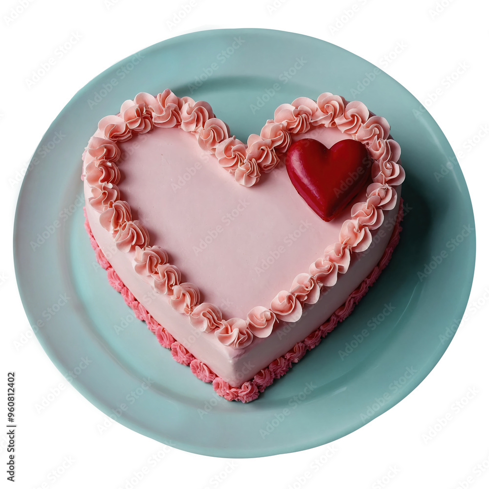 Heart-Shaped Pink Cake with Red Icing Heart on Transparent Background Heart-Shaped Pink Cake with Red Icing Heart on Transparent Background