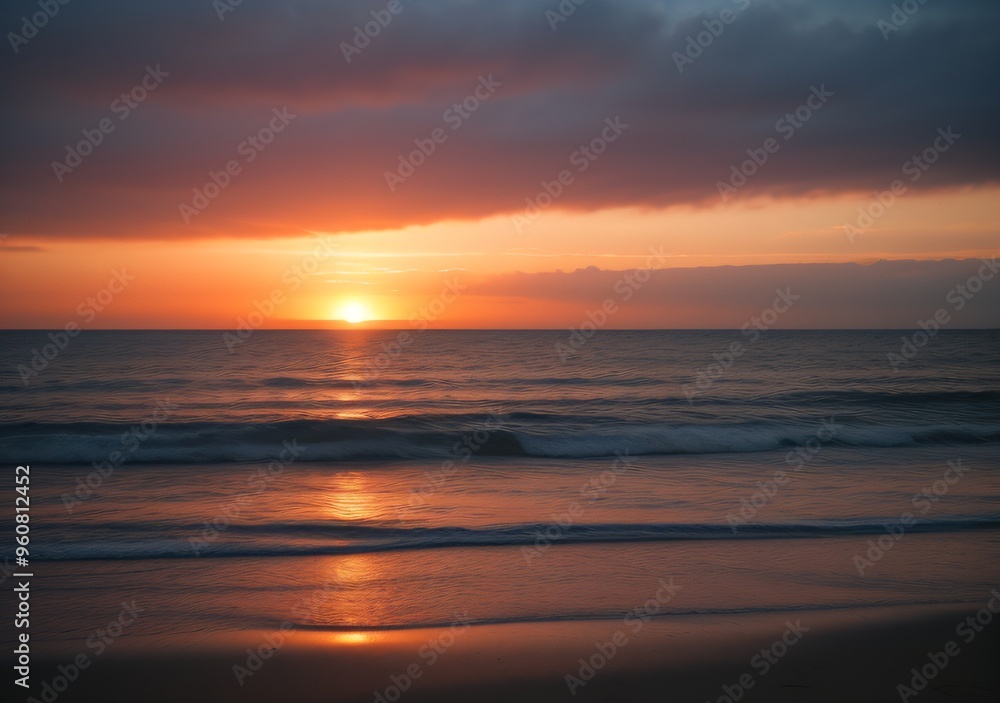 Obraz premium Sunset Over Calm Ocean Waves
