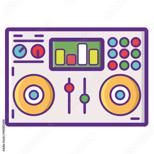 Dj Setup, Cartoon symbol, and vector, Can be used for web, print, and mobile